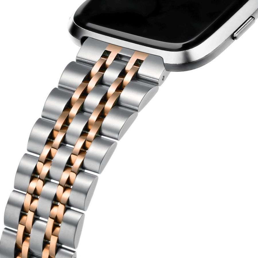 fitbit versa rose gold with silver band